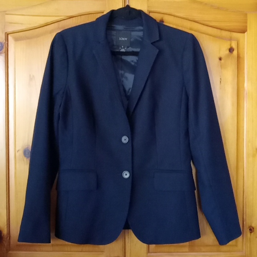 J. Crew Women's Black Classic Fitted Cotton Blazer Jacket 2 - Picture 1 of 14